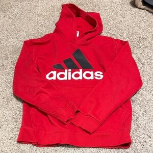 adidas Red Crewneck Hoodie with Black and White Logo